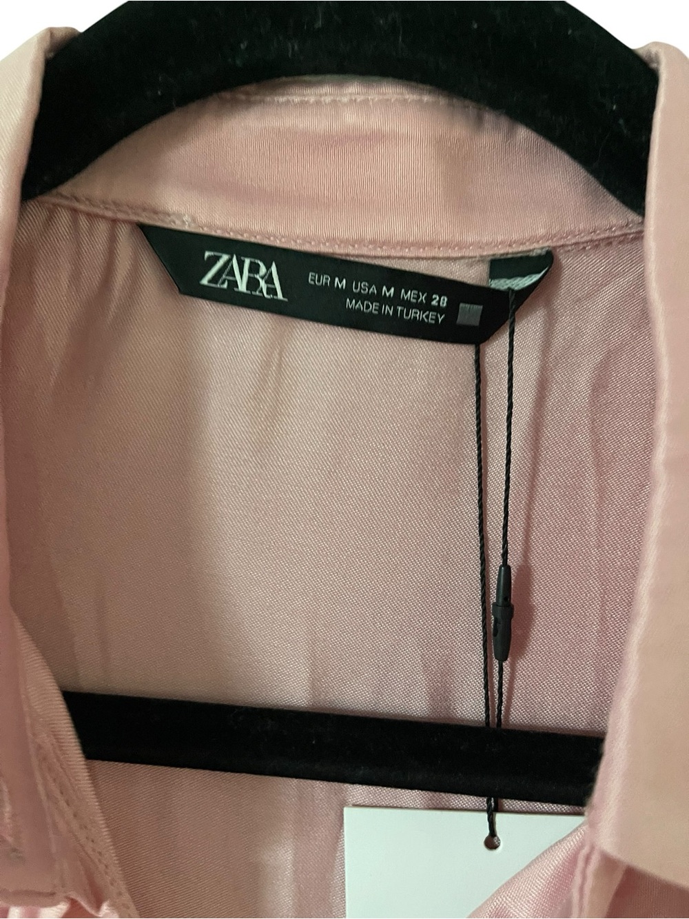 Zara Pink Satin Button-Down Shirt - Picture 3 of 5